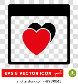 Vector Hearts Calendar Page EPS vector pictograph. Illustration style is flat iconic bicolor intensive red and black symbol on a transparent background.