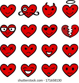 vector hearts cartoon emotions - Separate layers for easy editing