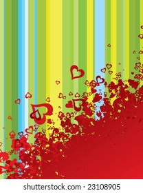 A lot of vector hearts confetti on color background
