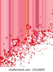 A lot of vector hearts confetti on color background