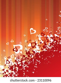 A lot of vector hearts confetti on color background