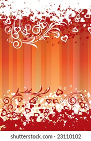 A lot of vector hearts confetti on color background