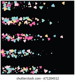 Vector hearts confetti. Pink and blue hearts flying, rising up or falling in the form of petals. St. Valentine, birthday, romantic background design elements. Love card, wedding, celebration banner