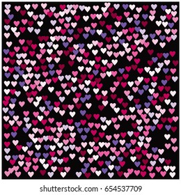Vector hearts confetti. Pink and purple hearts flying, raising up or falling in the form of petals. St. Valentine, birthday, romantic background design elements. Love card, wedding, celebration banner