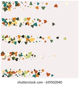 Vector hearts confetti. Pink and purple hearts flying, rising up or falling in the form of petals. St. Valentine, birthday, romantic background design elements. Love card, wedding, celebration banner.