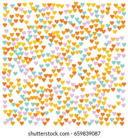 Vector hearts confetti. Pink and purple hearts flying, raising up or falling in the form of petals. St. Valentine, birthday, romantic background design elements. Love card, wedding, celebration banner