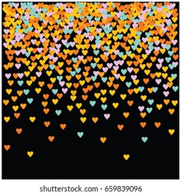 Vector hearts confetti. Pink and purple hearts flying, raising up or falling in the form of petals. St. Valentine, birthday, romantic background design elements. Love card, wedding, celebration banner