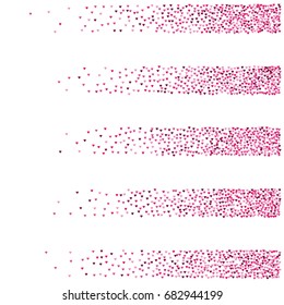 Vector hearts confetti. Pink and purple hearts flying like petals, arranged in stripes. St. Valentine, birthday, romantic background design elements. Love card, wedding, celebration banner, invitation