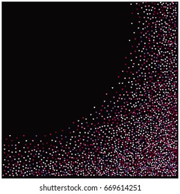 Vector hearts confetti. Pink, white, purple hearts flying, raising up or falling like petals. St. Valentine, birthday, romantic background. Love card, wedding, celebration banner, frame edge on black.
