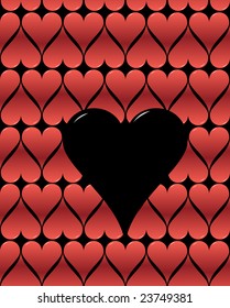Vector of Hearts, continuous and seamless for background or poster