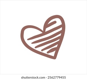 vector hearts doodle brown original, fashionable, stylish, February 14, Valentine's Day	