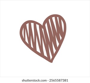 vector hearts doodle brown original, fashionable, stylish, February 14, Valentine's Day