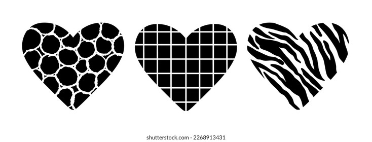 Juego de garabatos del corazón del vector. Colección de símbolos de amor aislada en blanco. Valentines Esboza Formas Gráficas.