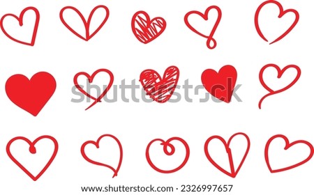 Vector hearts set. hand drawn love heart collection. illustrations for valentines and wedding
