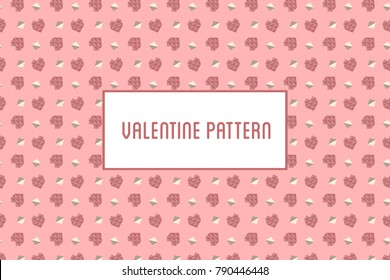 Vector hearts and flowers pattern. Design of hand drawn objects for St. Valentine's day, wedding