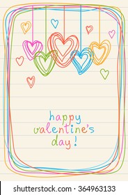 Vektorillustration Herzen und Rahmen der Doodles. Valentinstag und Hochzeitskarte. Cute-Illustration für Druck, Web