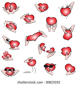 Vector hearts and hands - love icons