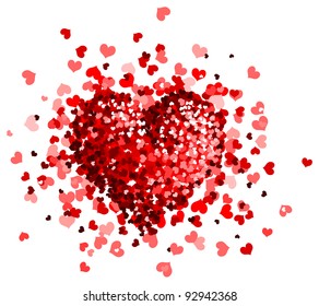 Vector hearts heap is isolated on a white background