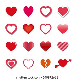 Vector hearts icon set