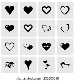 Vector hearts icon set on grey background