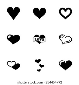 Vector hearts icon set on white background