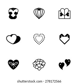 Vector Hearts icon set on white background