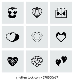 Vector Hearts icon set on grey background