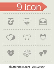 Vector Hearts icon set on grey background
