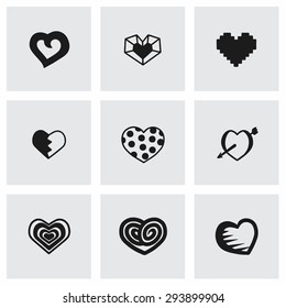 Vector hearts icon set on grey background