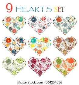 Vector Hearts icon set for Valentine day or wedding