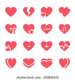 Vector hearts icons set