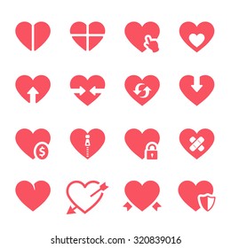 Vector hearts icons set