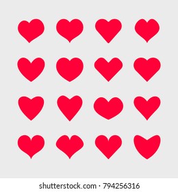 Vector hearts icons set.