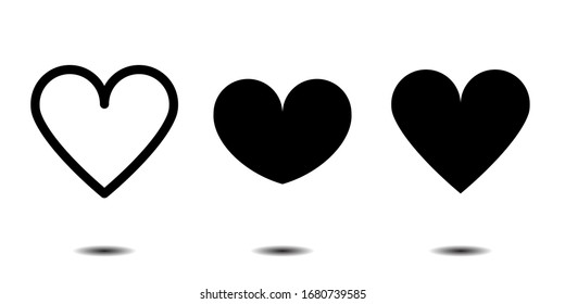 Vector hearts icons set. black herts. vector illustration