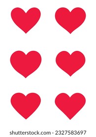 Vector hearts icons set. Flat Red Icon Isolated on White Background. Vector illustration.