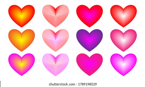 Vector hearts icons set. Vector illustration
