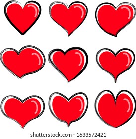 vector hearts icons set. valentines cards backgrounds.