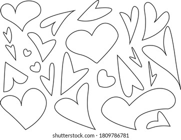 Vector Hearts With love only lines for your projects