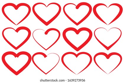 Vector Hearts love set hand drawn perfect for valentines