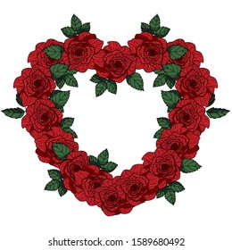 Vector hearts made of flowers. Red roses.
Ideal for paper and gift products. Design greeting cards and wedding invitations, birthday, Valentine's Day, Mother's Day, holiday.