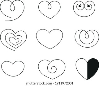 Vector hearts minimalistic design elements