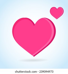 Vector hearts on blue background