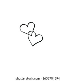vector hearts on white background. Doodle sketch for the Valentine day, wedding and romantic love drawings