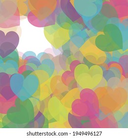 Ilustración de arte San Valentín azul naranja del corazón vectorial. Fondo de la boda romántica arcoiris multicolor amarillo. Patrón de arte moderno Confetti Púrpura Verde Rosa. Estilo Violeta De Color Transparente.
