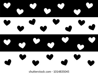 Vector hearts pattern in black and white  colors palette. Valentine background