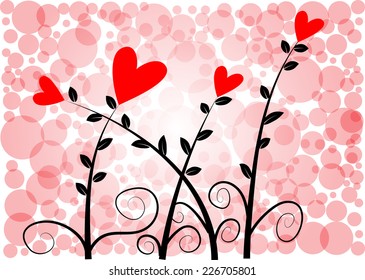 vector hearts with plant