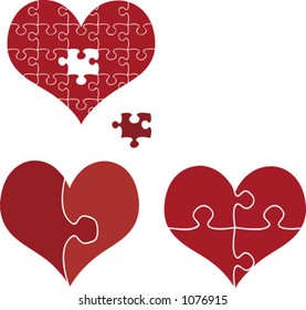 vector hearts puzzle, every piece is separate You can scale an color it