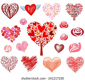 Vector hearts and roses