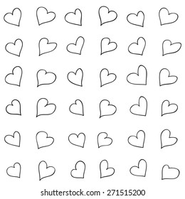 Vector  hearts seamless pattern background with hand drawn elements.