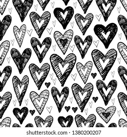 Vector Hearts Seamless Pattern Different Hand Stock Vector (Royalty ...